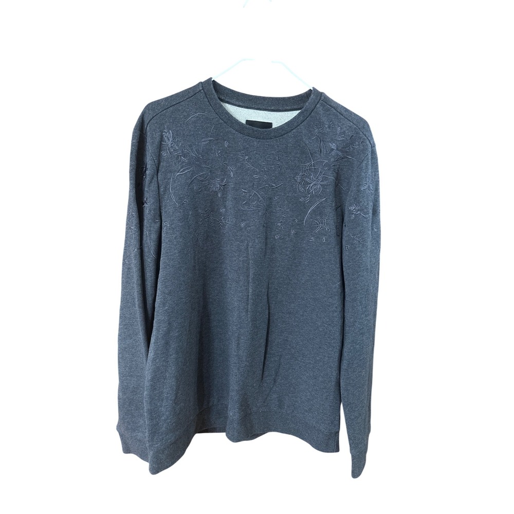 Selected Homme Mens Floral Embroidered Sweatshirt Gray M